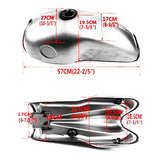 Fuel Tank TBVECHI Motorcycle Silver Cafe Racer Universal 10L/2.6 Gallon Gas Fuel Tank Steel Fit for Suzuki Yamaha Honda