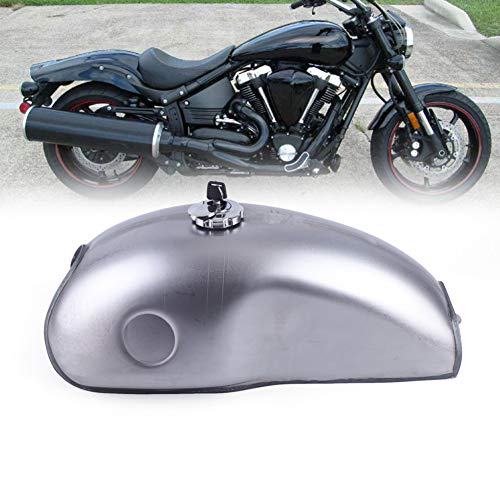 Fuel Tank TBVECHI Motorcycle Silver Cafe Racer Universal 10L/2.6 Gallon Gas Fuel Tank Steel Fit for Suzuki Yamaha Honda