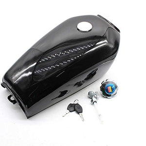 4-Colors Motorcycle Silver Fuel Gas Tank for Honda CG125 Cafe Racer 2.4Gallon 9L[Gloss Black] (Gloss black)
